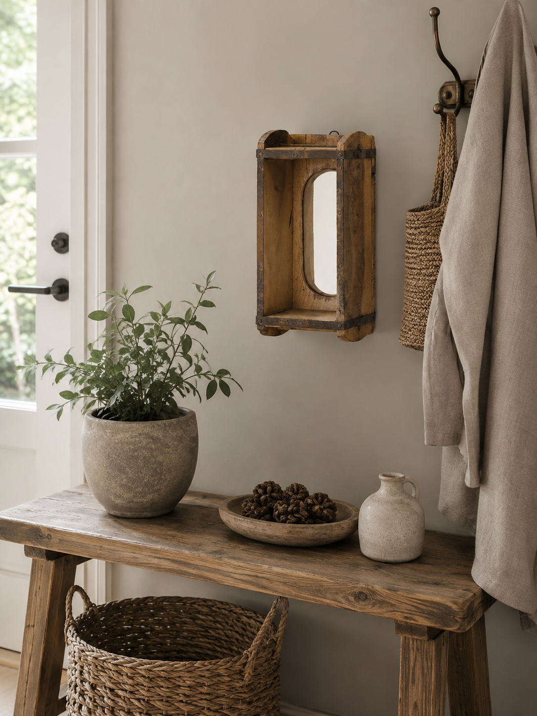 Wooden box with mirror Shelf Mirror box 30x13x10 cm - 5