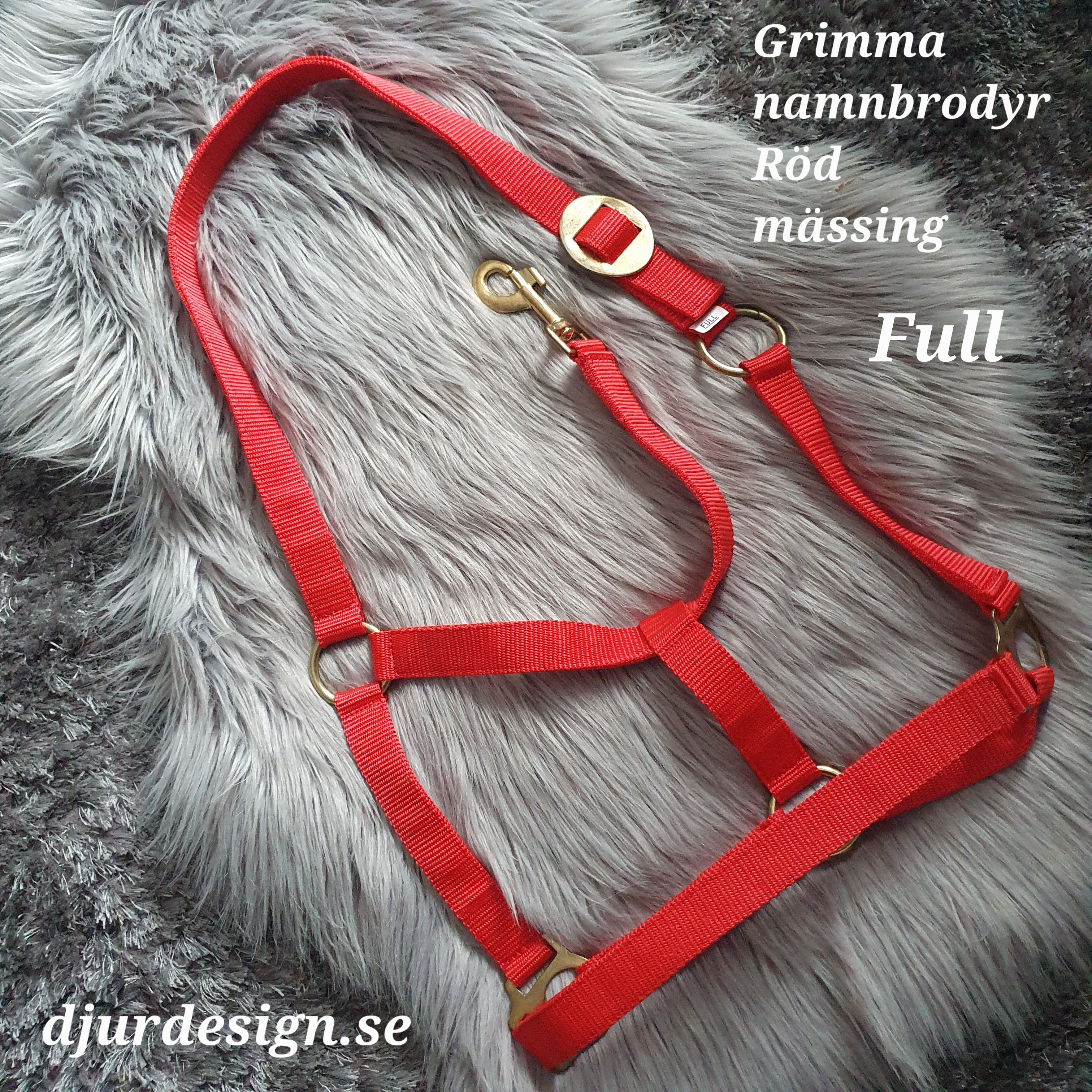FULL Röd mässing grimma med namn brody A-B 50 cm C-D 34 cm