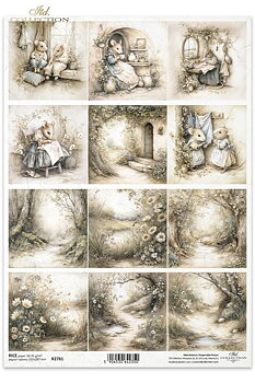 Collage med små möss och natur