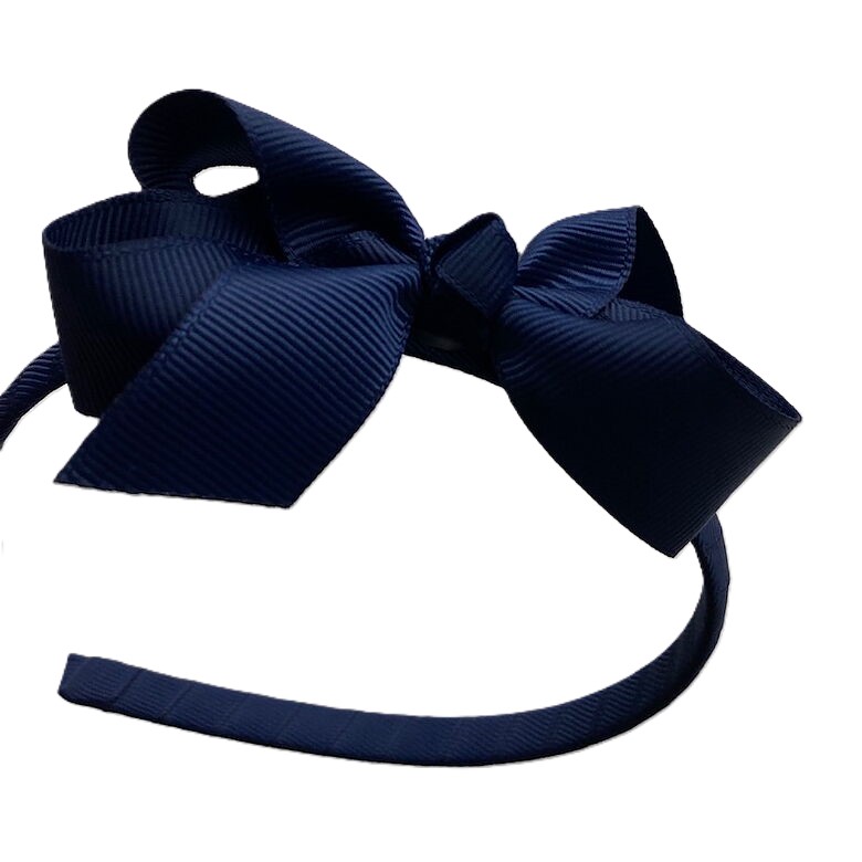 MARINBLÅ ROSETT DIADEM 9,5 cm