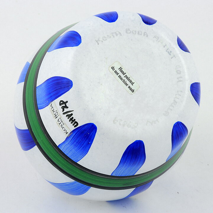 Ulrica Hydman Vallien (Ribbon 1998) White Bowl with Blue/Green Decor 11/8 cm