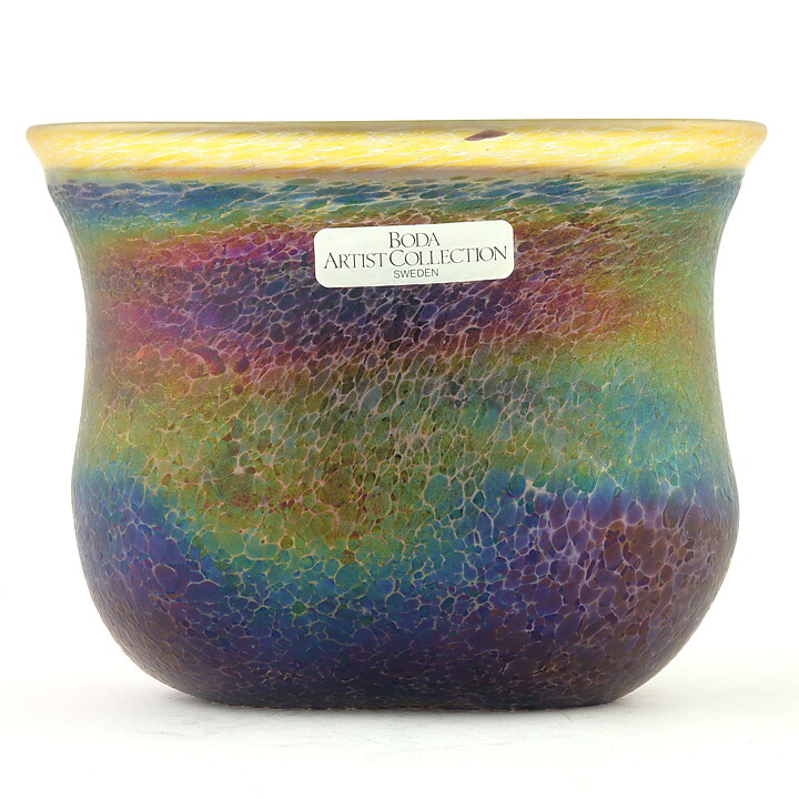 Bertil Vallien (Volcano 1981) Swelling Bowl with Oily Decor 12/9 cm