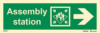 Direction sign "Assembly station right (with arrow)" - IMPA 33.4325