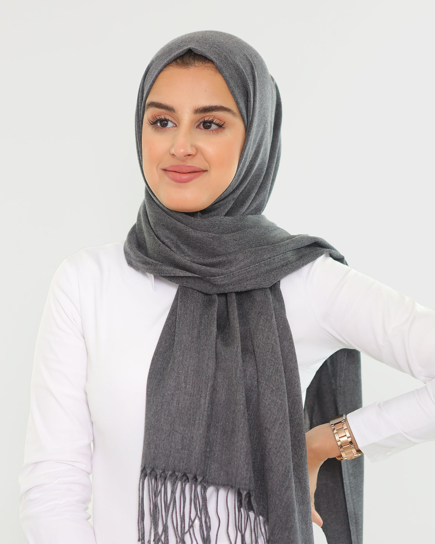 Hijab - Pashmina - Dunkelgrau - 2