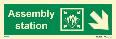 Direction sign "Assembly station right, down (with arrow)" - IMPA 33.4327