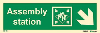 Direction sign "Assembly station right, down (with arrow)" - IMPA 33.4327
