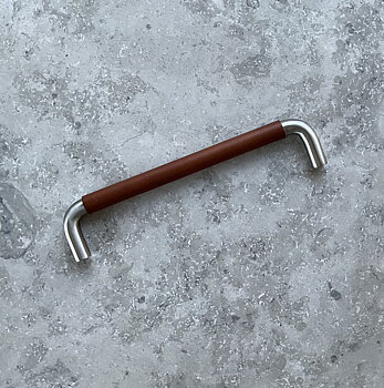 Läderhandtag Grip Skin 160 - Brun Antik/Rostfritt stål