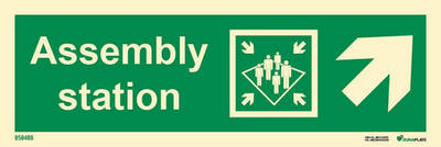 Direction sign "Assembly station right, up (with arrow)" - IMPA 33.4323