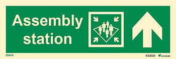 Riktningsanvisningsskylt "Assembly station upp (med pil)" - IMPA 33.4321