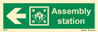 Direction sign "Assembly station left (with arrow)" - IMPA 33.4324
