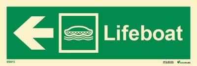 Riktningsanvisningsskylt "Lifeboat vänster (med pil)" - IMPA 33.4304
