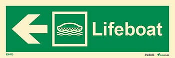 Riktningsanvisningsskylt "Lifeboat vänster (med pil)" - IMPA 33.4304
