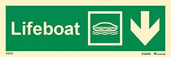 Riktningsanvisningsskylt "Lifeboat ner (med pil)" - IMPA 33.4309