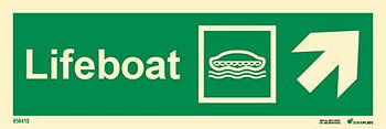 Riktningsanvisningsskylt "Lifeboat höger, upp (med pil)" - IMPA 33.4303