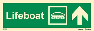 Direction sign "Lifeboat up (with arrow)" - IMPA 33.4301