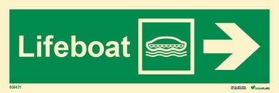 Direction sign "Lifeboat right (with arrow)" - IMPA 33.4305