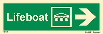 Riktningsanvisningsskylt "Lifeboat höger (med pil)" - IMPA 33.4305