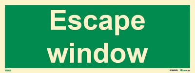Riktningsanvisningsskylt "Escape window" - IMPA 33.4344
