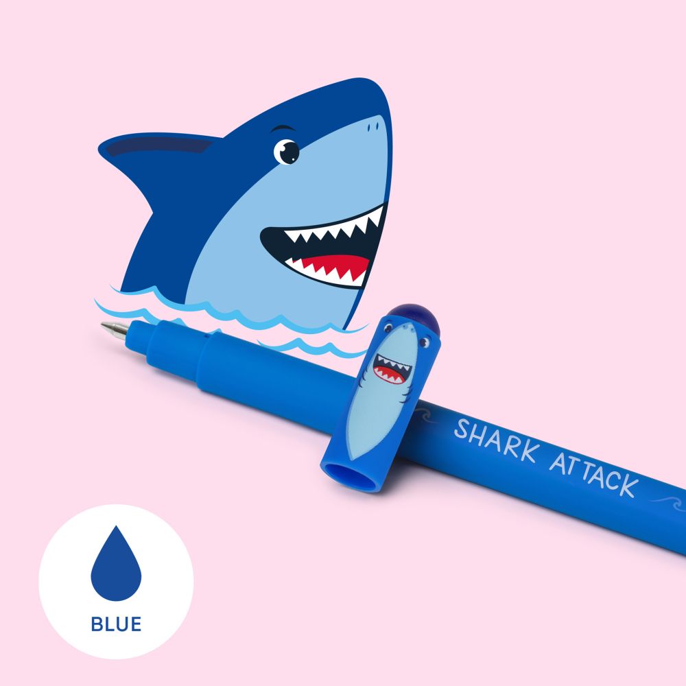 Erasable gel pen, Shark, blå, gelpen med blæk der kan viskes ud - 4