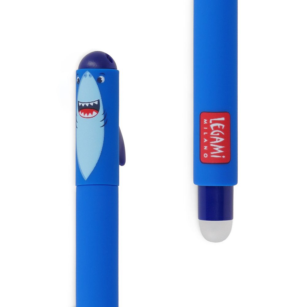 Erasable gel pen, Shark, blå, gelpen med blæk der kan viskes ud - 3