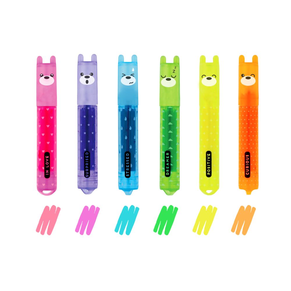 Teddy's mood, sæt med 6 mini-highlighters - 3