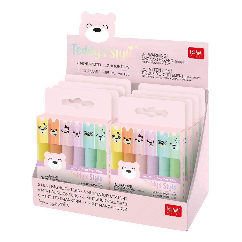 Teddy's style, set med 6 mini-highlighters med pastellfärger - 2