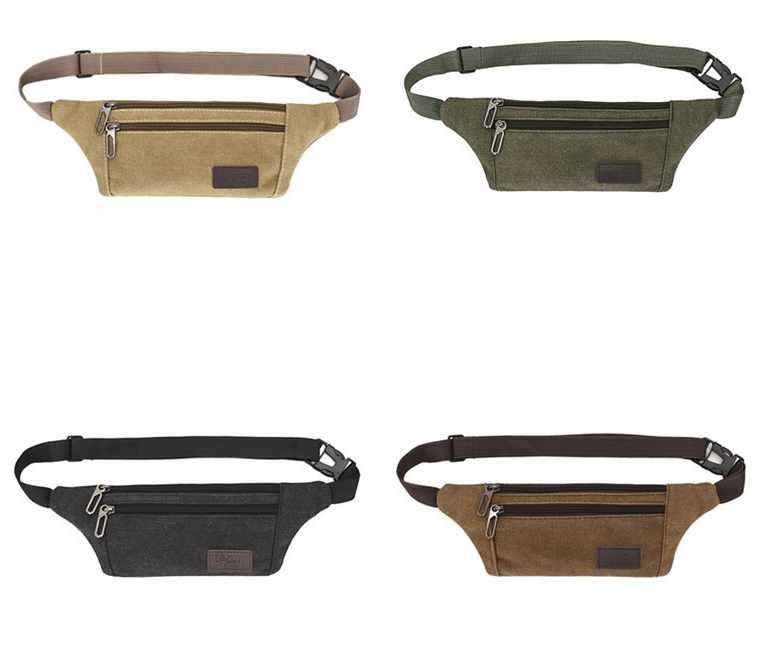 Waist Bag - 3 Compartment Canvas Adjustable - 8