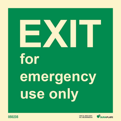 Riktningsanvisningsskylt "Exit for emergency use only" - IMPA 33.4424