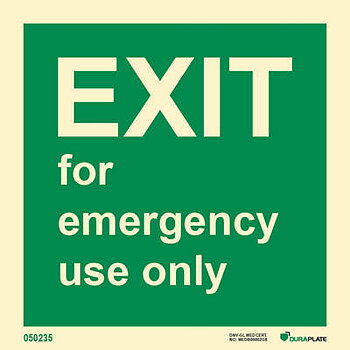 Riktningsanvisningsskylt "Exit for emergency use only" - IMPA 33.4424