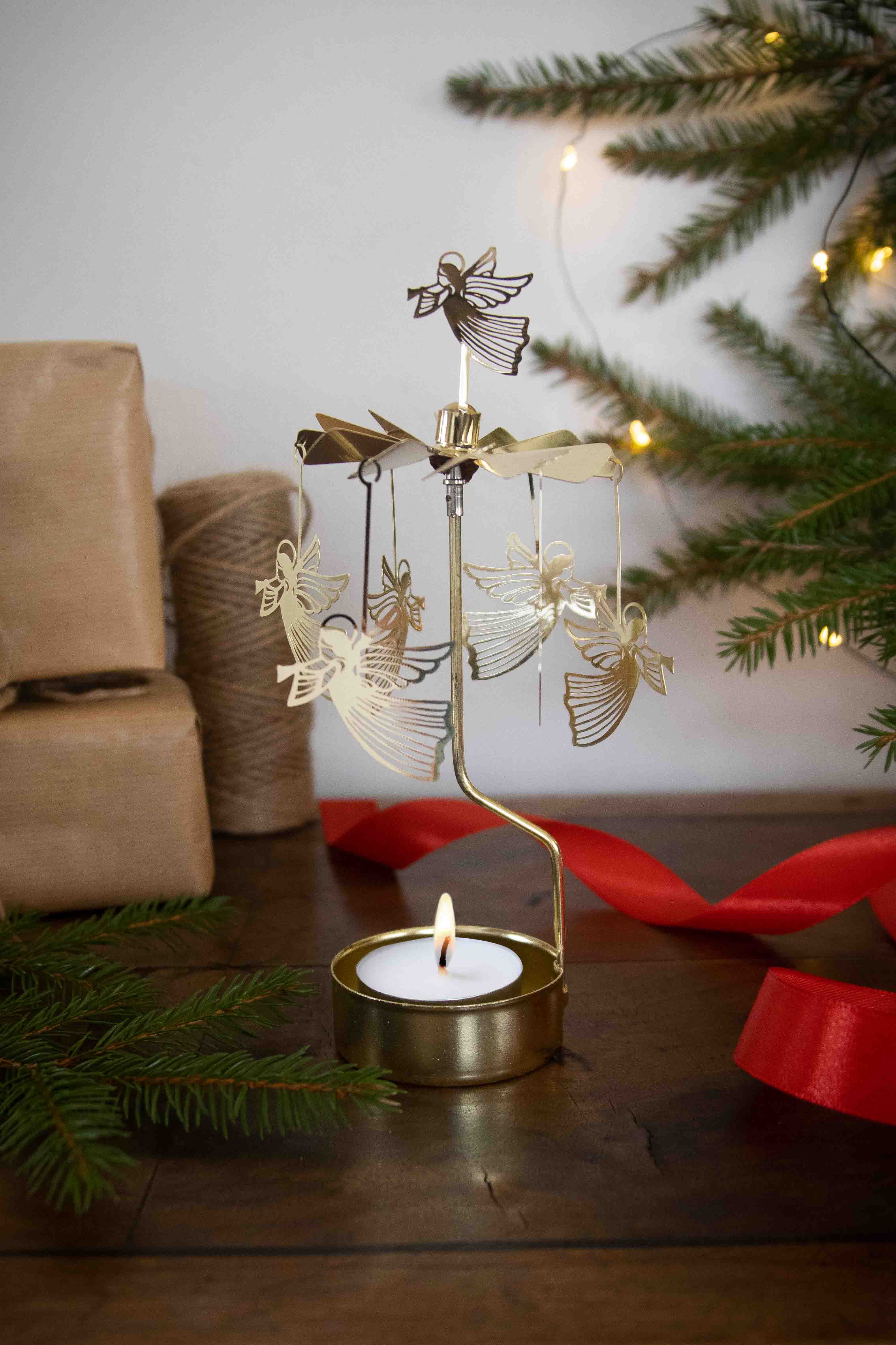 TEALIGHT SPINNER FLYING ANGEL