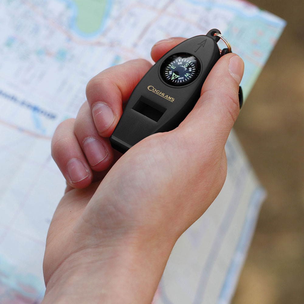Visselpipa med kompass mm - COGHLANS Four Function Whistle - 3