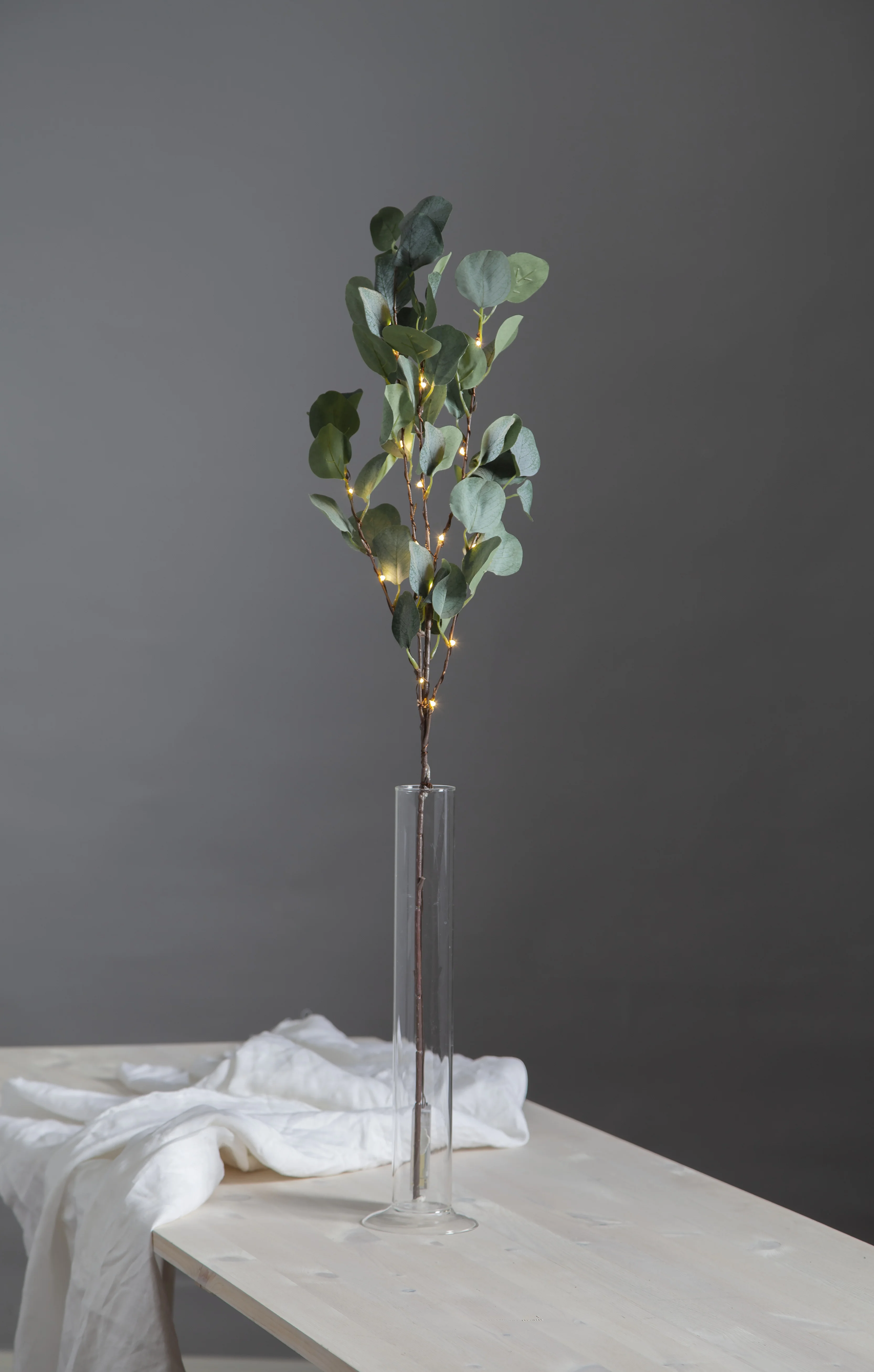 Eucalyptus with light string - Decorative branch - 90 cm - 9