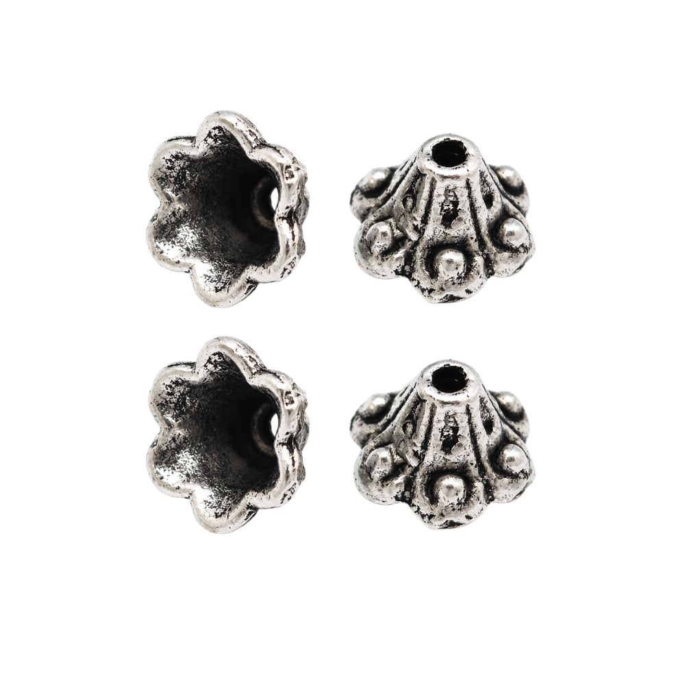 Pärlkåpa sirlig strut 8 mm silverfärgad 20 st