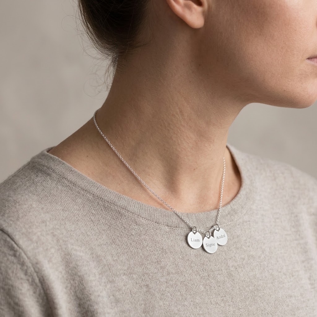 Tre coins, Halsband med gravyr - Silver - 3