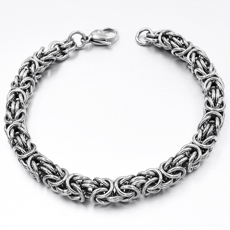 Byzantinelänk -Armband i Rostfritt Stål 6mm  - 3
