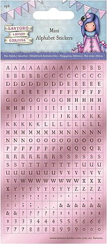 Santoro Gorjuss mini alphabet Stickers - pink metallic