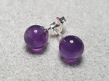 Amethyst 8mm ball earstick 925-silver