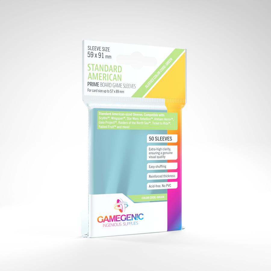 Gamegenic - PRIME Standard American-Sized Sleeves 59 x 91 mm - Clear (50 Sleeves)