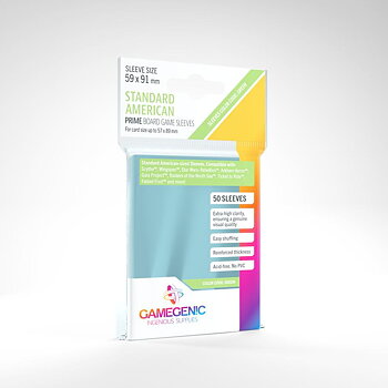 Gamegenic - PRIME Standard American-Sized Sleeves 59 x 91 mm - Clear (50 Sleeves)