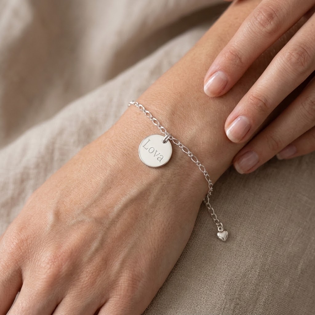 Coin, personligt armband med gravyr - Silver - 2