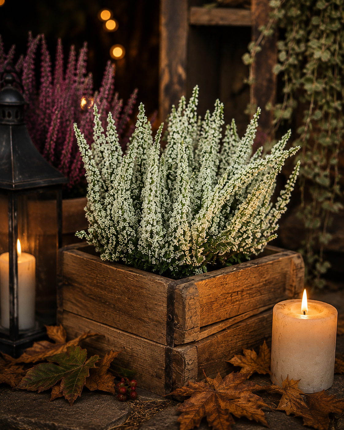 Heather - Artificial plant - White - 28 cm