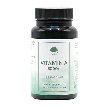 Vitamin A retinol 5000ie från G&G Vitamins i mörk burk om 120 kapslar