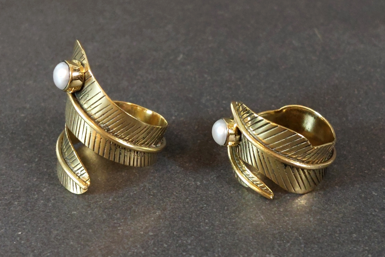 Ställbar Ring i Brons med Sötvattenspärla - 3
