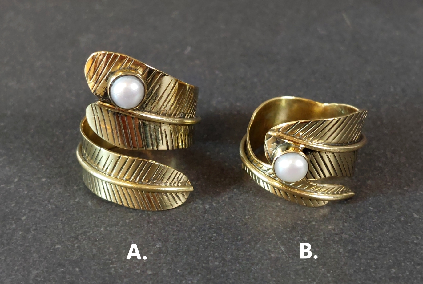 Ställbar Ring i Brons med Sötvattenspärla