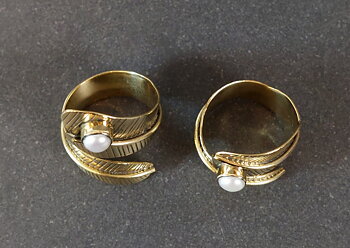 Ställbar Ring i Brons med Sötvattenspärla