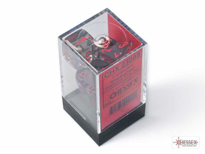 Chessex: Translucent Smoke/Red Polyhedral 7-Dice Set