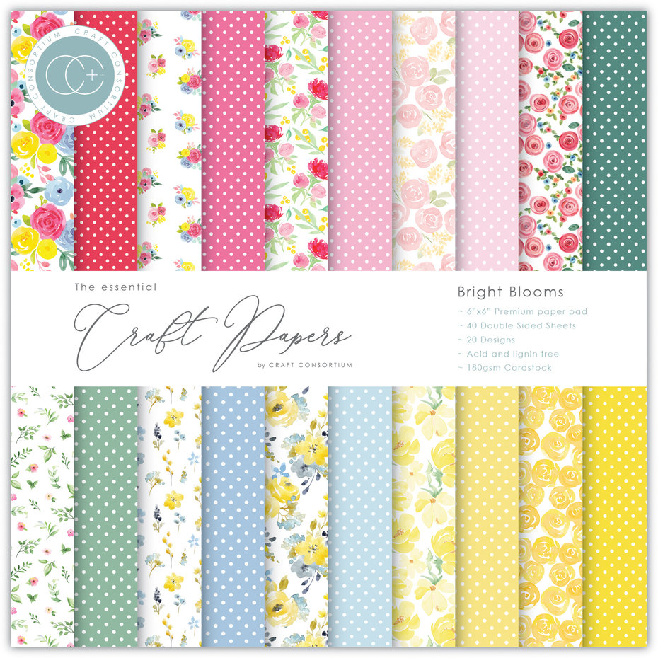CRAFT CONSORTIUM-Essential Craft Papers 6x6 Inch Paper Pad Bright Blooms