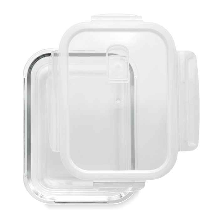 Madkasse af glas set fra oven