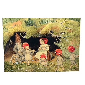 Elsa Beskow Vykort - Tomtebobarnen Hemma