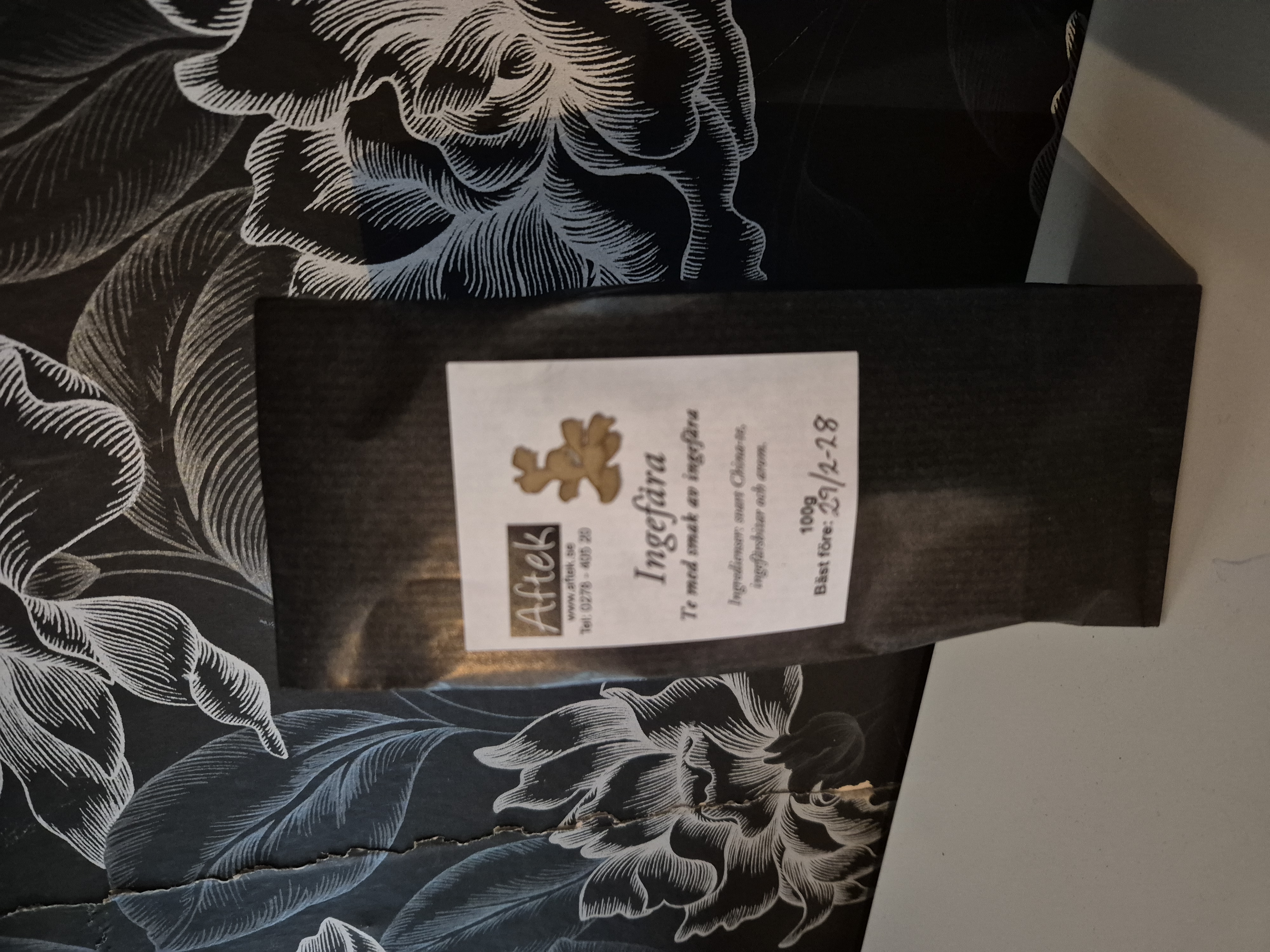 Förpackat svart te, Ingefära, 100gr, Aftek